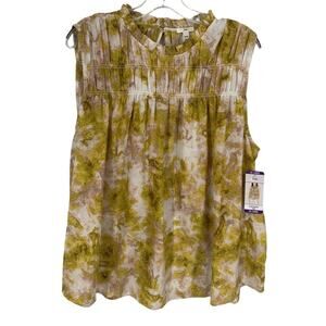 Joie Womens Summer Porcelain Print Sleeveless Smocked Blouse XXL